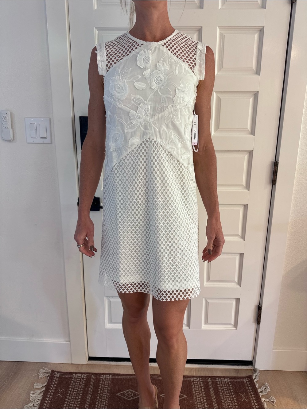 julia jordan White Lace & Mesh Overlay Mini Dress